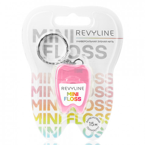 Зубная нить вощеная Revyline floss mini полиэстер с бамбуковым углем, 15 m
