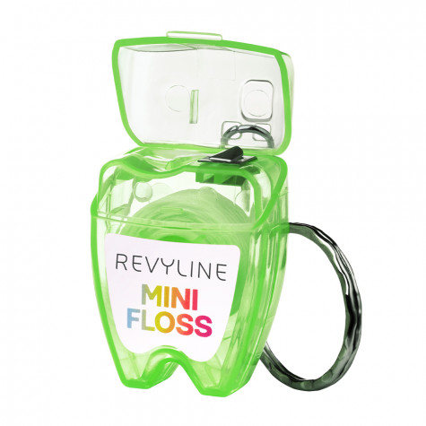 Зубная нить вощеная Revyline floss mini, полиэстер с бамбуковым углем, 15 м, салатовая
