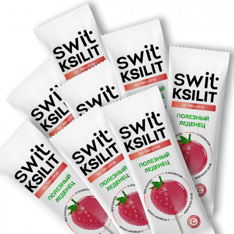 Леденцы на палочке Swit by Revyline Ksilit Клубника с витамином С, 8 шт.