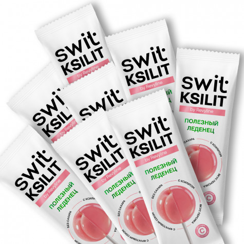 Леденцы на палочке Swit by Revyline Ksilit Персик с витамином С, 8 шт.